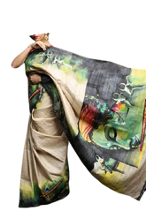 Bishnupuri Silk Hand Painting Saree PLASH
